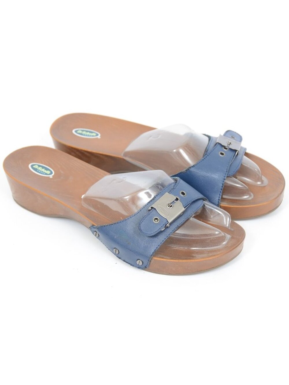 Dr. Scholl's Classic Women's 10 Blue Sandals Adjustable Hook & Loop Band Buckle